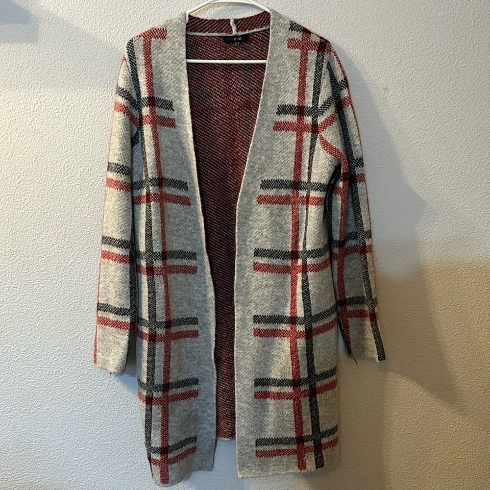 Yest plaid long cardigan size 6